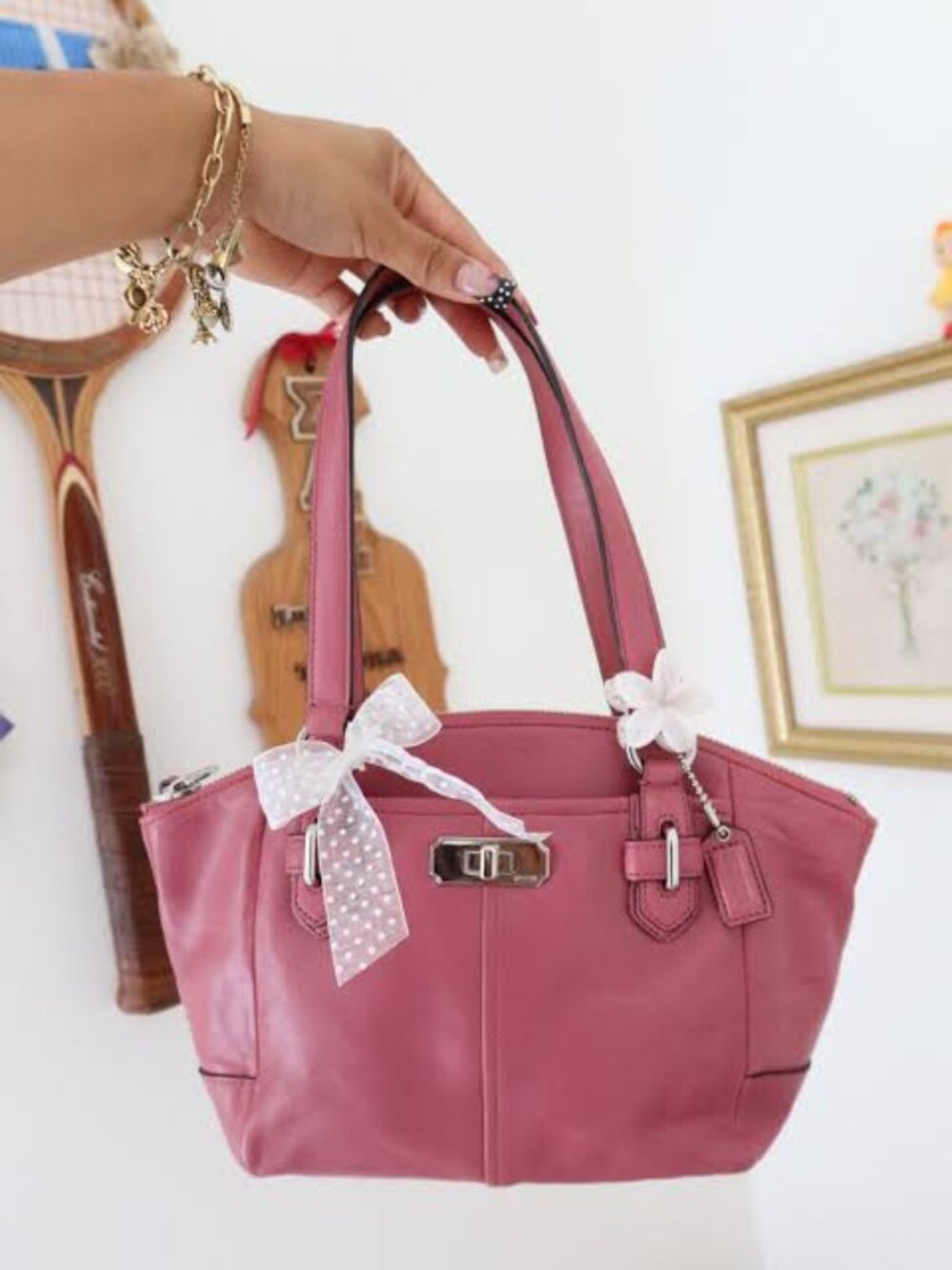Coach Chelsea Pink Gaucho Leather Small Zip Bag